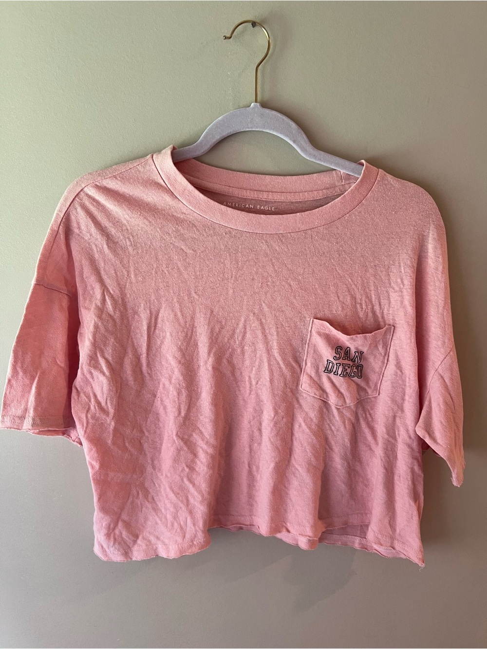 American Eagle Outfitters Pink 'San Diego' Pocket Crop Tee